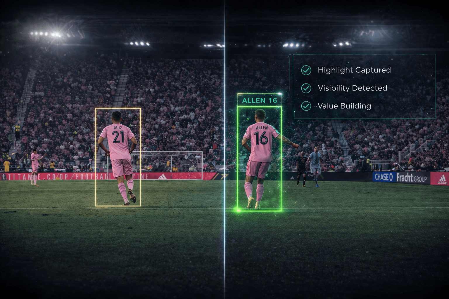 Athlete visibility tracked from broadcast footage